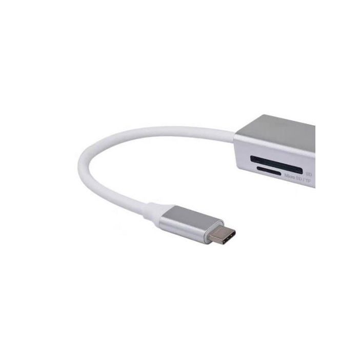 Hub USB - Equip - 133480 - Gris Argenté - Ultra HD 4K - Aluminium - Plug and Play