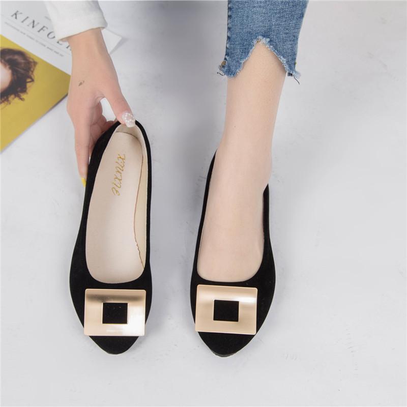 Women Girls Solid Big Size Slip On Flat Shallow Comfort Casual Single Shoes 23 Colors