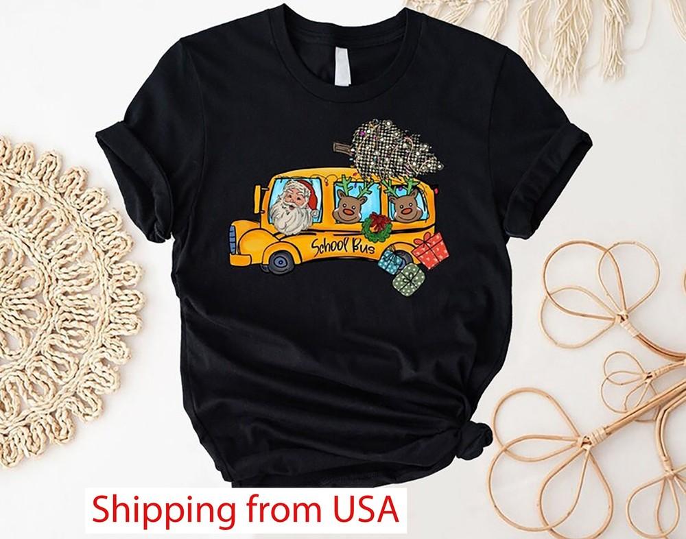 Christmas School Bus Shirt, Merry Christmas Bus Driver Shirt XL