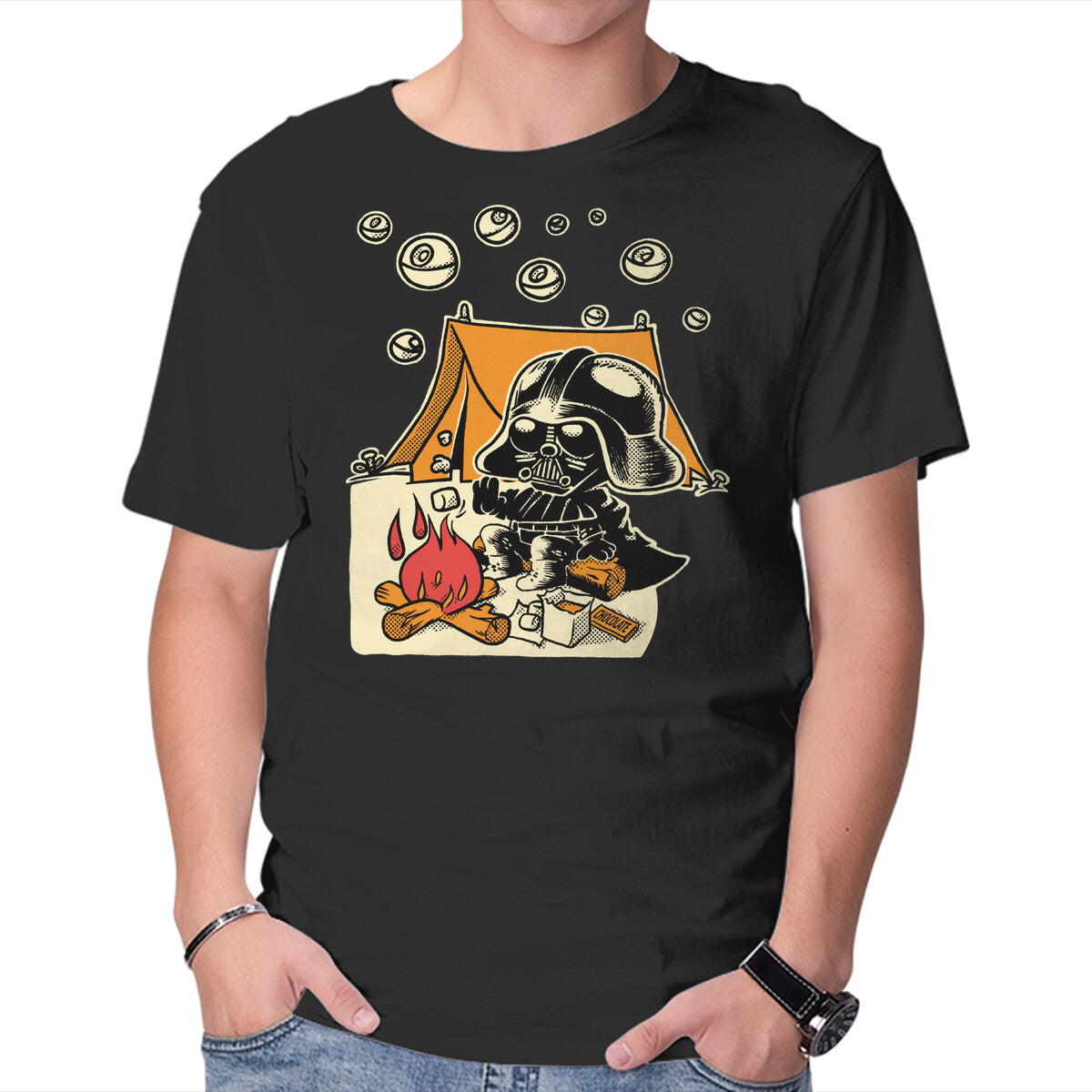 Unisex Crew Neck T-Shirt Under Death Stars Graphic Short Sleeve Casual Tee XXXL