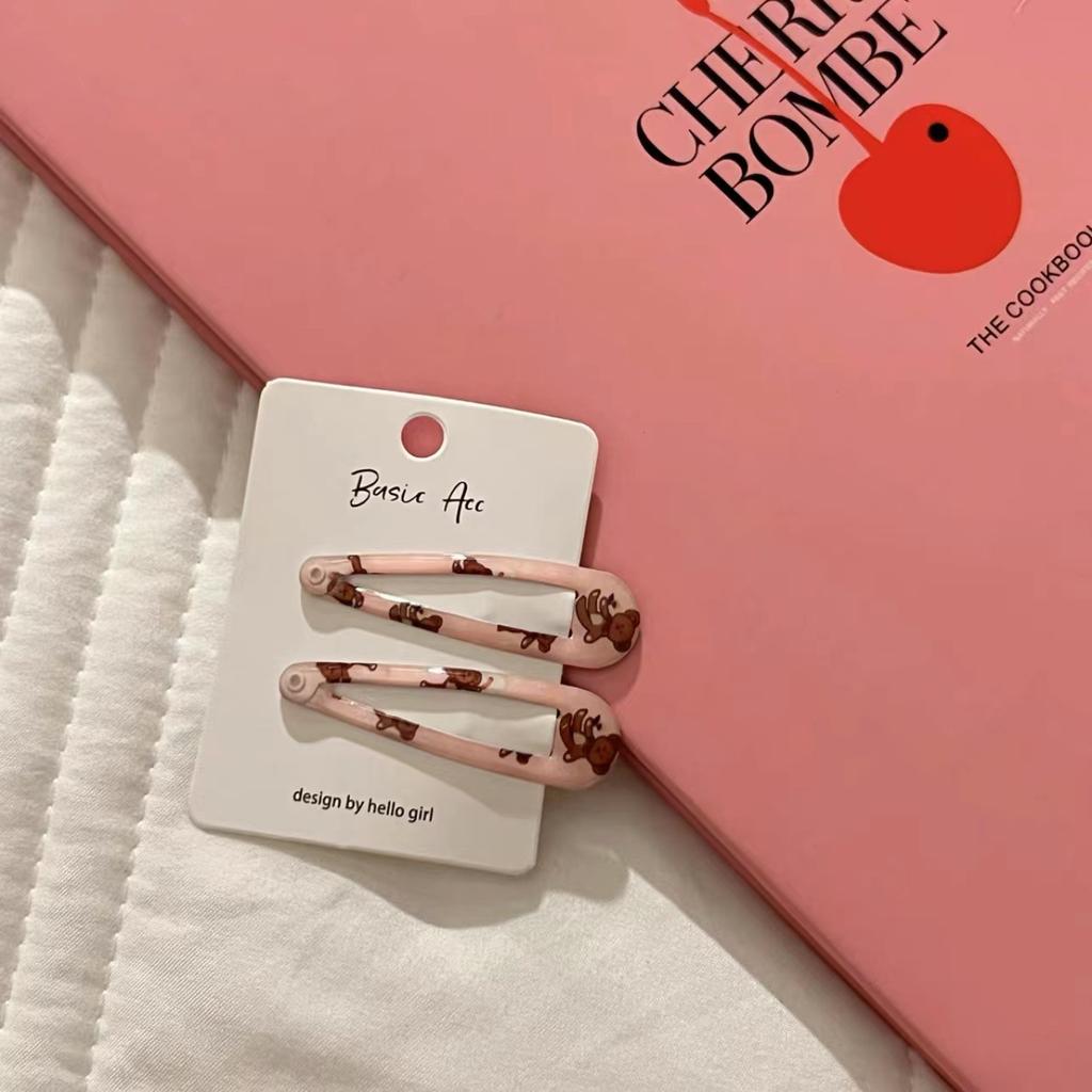 2pcs Korean Kid Hair Clips Cute Plaid Bear Barrettes for Girls Summer Fashion Fruit BB Hair Accessories Princess Series Headwear