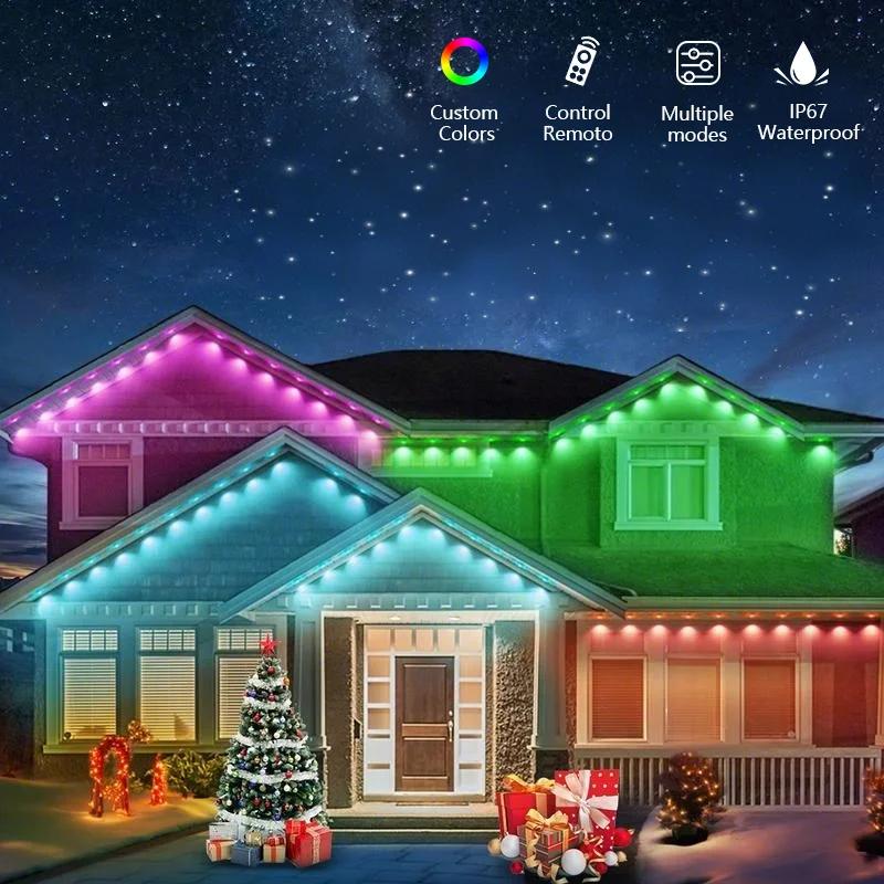 Permanent Outdoor Lights Smart LED Eaves Lights 16 Million DIY Colors Waterproof Eaves Lighting for Christmas Holiday Decoration