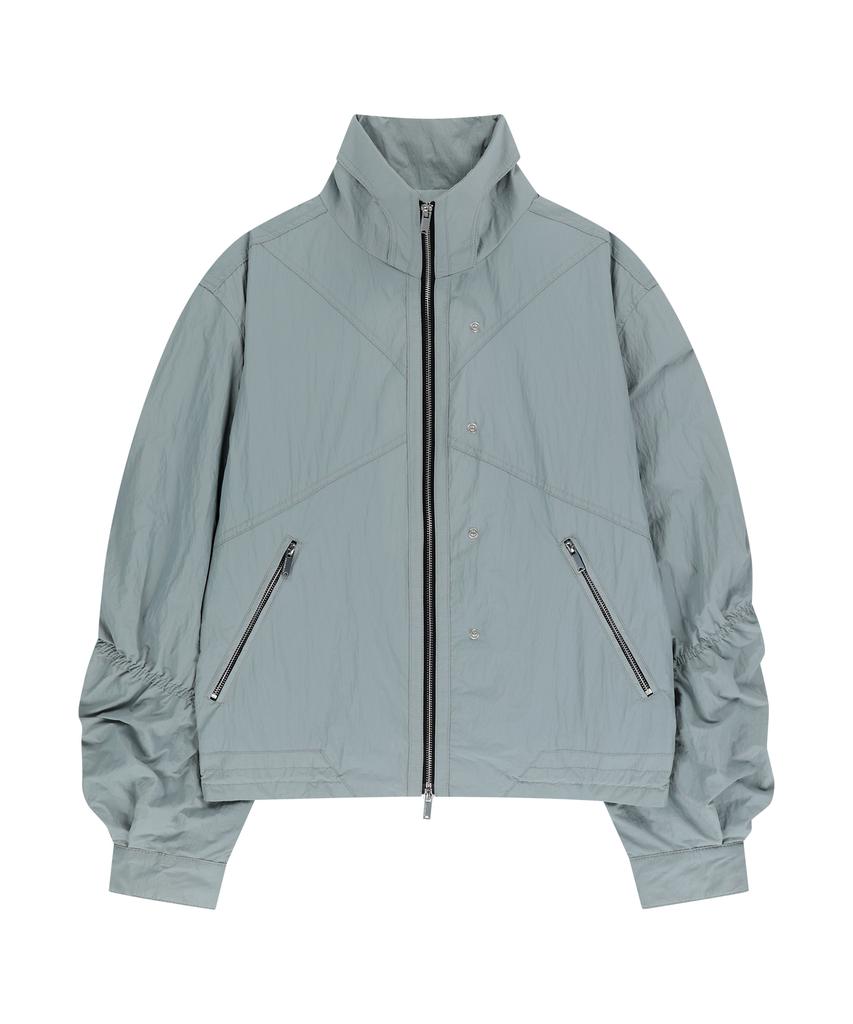Ungimmick Shirred Nylon Windbreaker Jacket (Ash Gray)