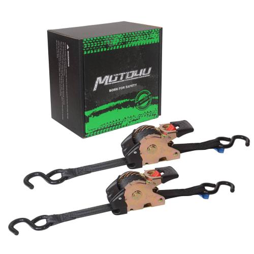 MOTO4U Automatic Tie-Down Belts, Set of 2, 25mm x 3m, Ratchet Belts, Secures Cargo, Secures Cargo