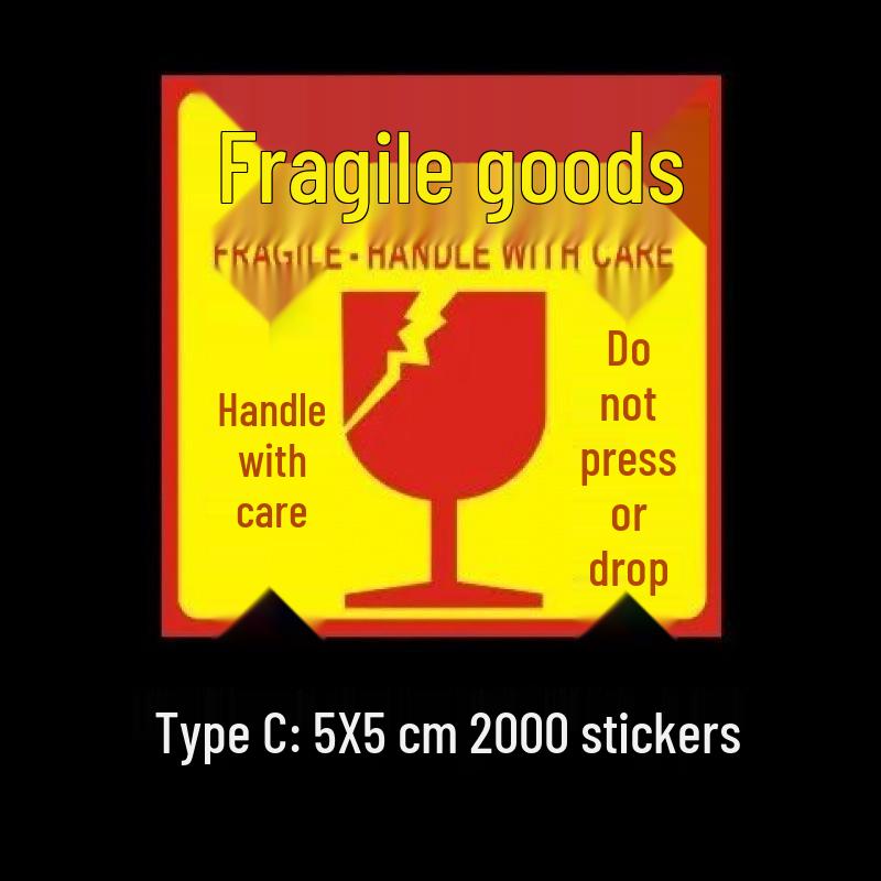 Large Self-Adhesive Fragile Sticker - Handle with Care, Do Not Press