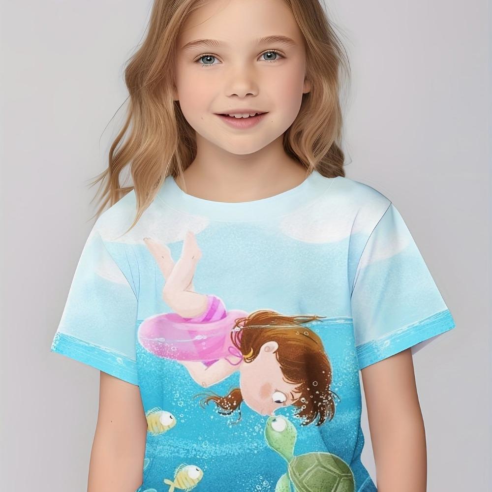 Children's Clothing Girl T-Shirts Short Sleeve Children T-Shirt Cute Pattern Print Casual Girl Clothes Kids Summer Clothes Tops