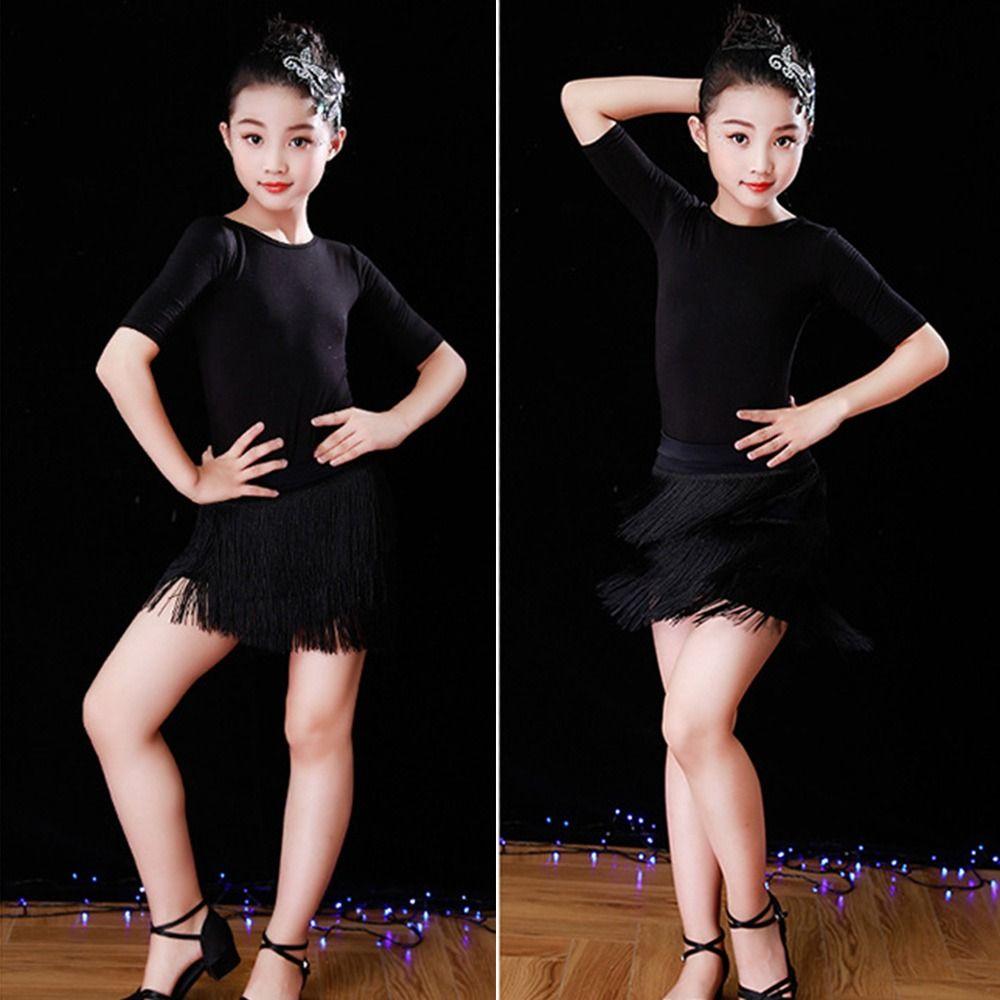 Tassel Latin Dancing Dress Three-Layer Ballroom Dancing Wear Fashion Chacha Dance Wear  for Kids