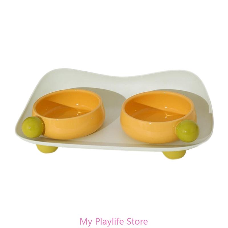 Pet Food Feeder and Waterer Detachable Cat Anti-overturning Bowl Anti-Leak Tableware Raised Bowl Accesoories
