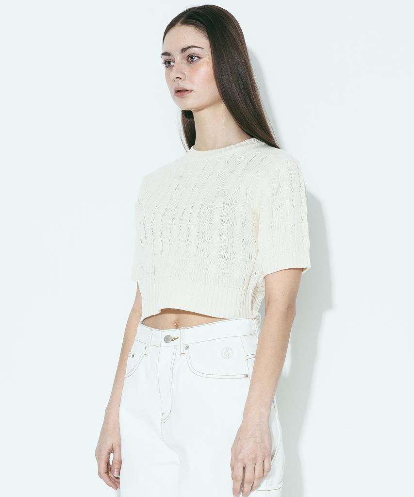 AGENT PEEK Agp Cable Half Sleeve Knit Ivory