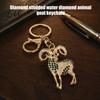 Rhinestone Goat Charm Sparkling Keychain, Golden Plated Key Ring for Men Animal Chain Women, Decorative Keychain Car Keys Handbags Backpacks