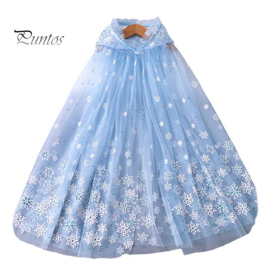 

Дівчата Плащ з капюшоном Зірка Сніжинки Павине перо Прозора рюша Тюль Сценічний косплей Костюм Діти одягаються Принцеса Накидка Шаль світло-синій колір