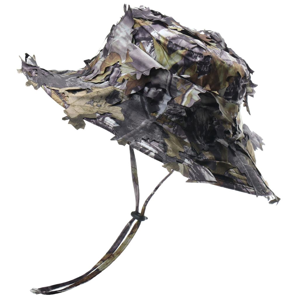 Men's Camouflage Boonie Hats 3D Leaves Camo Tactical Cap Ghillie Caps Hunter Sniper Hats Fishing Sunshade Hunting Accessories