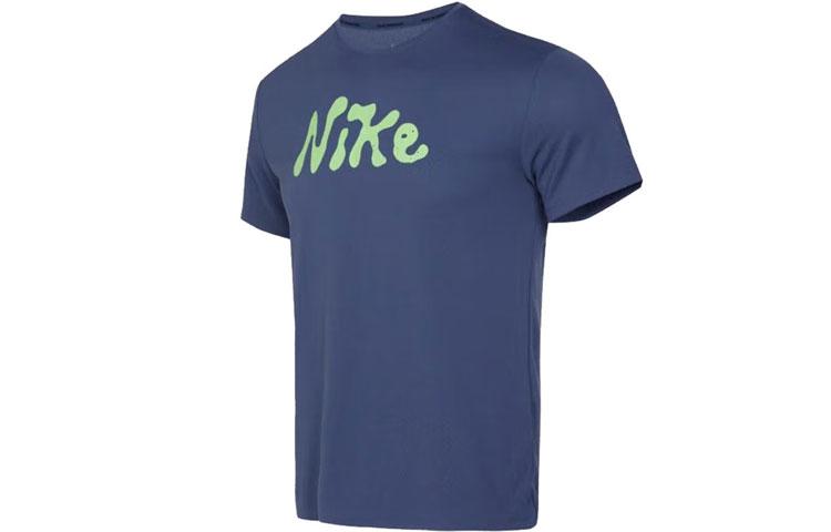 Nike T Shirts Men s Dark Blue Crew Neck Moderate Straight Fit FB7947-491 L