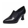 Pointed Stiletto High Heels Women's Spring British Black First-layer Cowhide Organ Pleated Deep Mouth Single Shoes Fashion Shoes