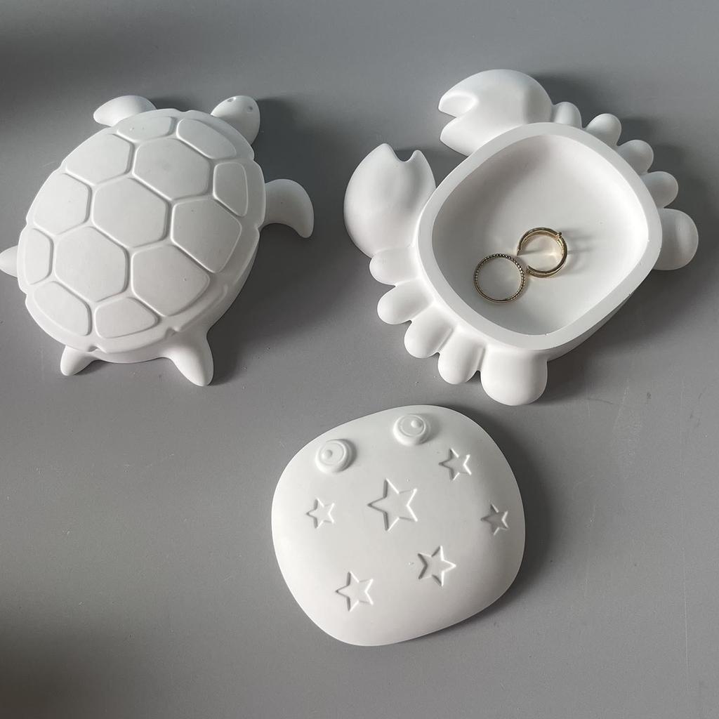 Animal Shape Mould White Turtle Storage Box Mold Crab Silicone Mould With Lid Storage Box Plaster Mold For Soap Molding Home