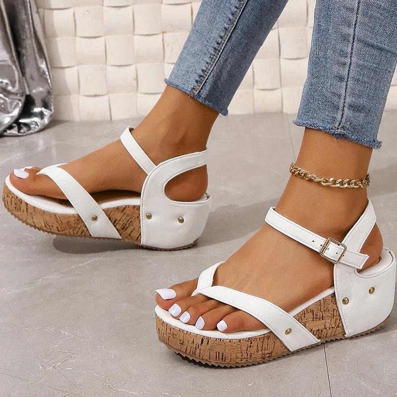Fashion Platform Women Sandals Summer Flats Shoes Casual Walking Woman Slippers Designer 2025 Trend Fashion Retro Dress Lady Zapatillas