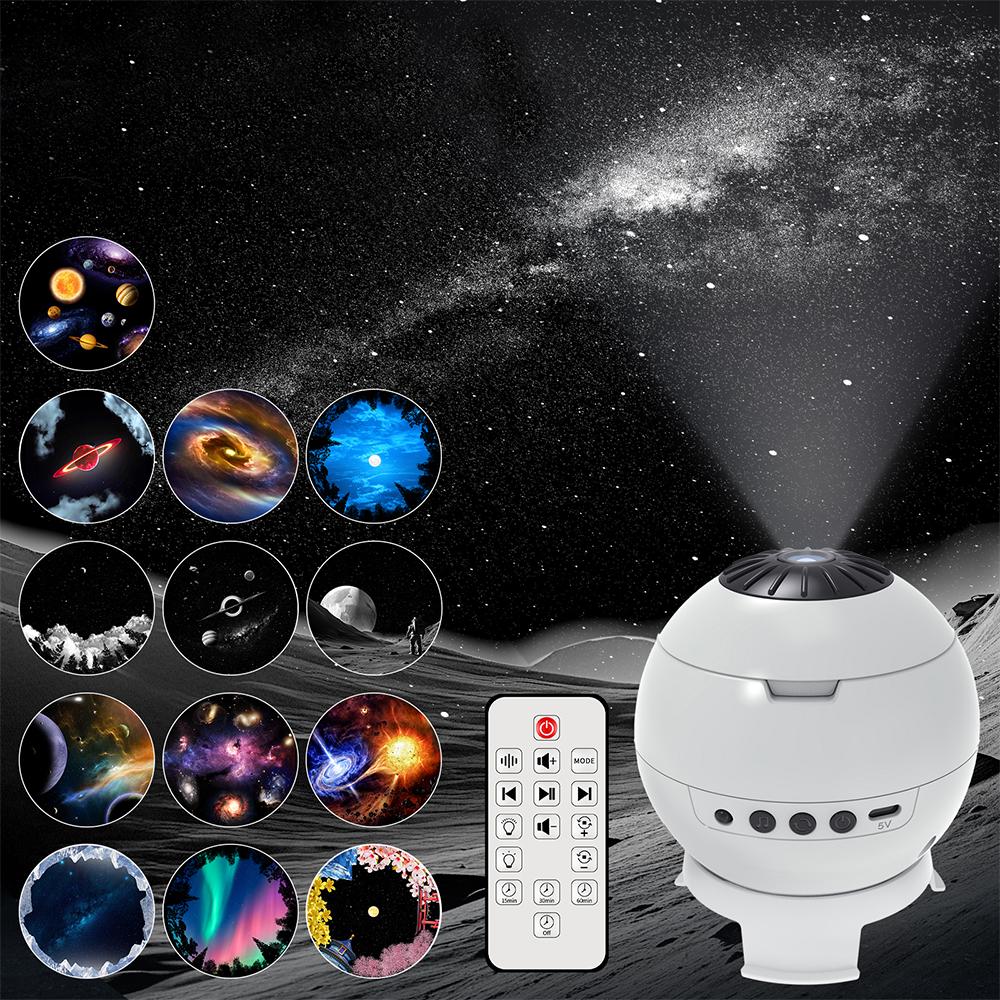 

Ночник-проектор галактики для спальни, 12 белых шумов, Bluetooth-проектор звезд, свет галактики с пультом для потолочного освещения