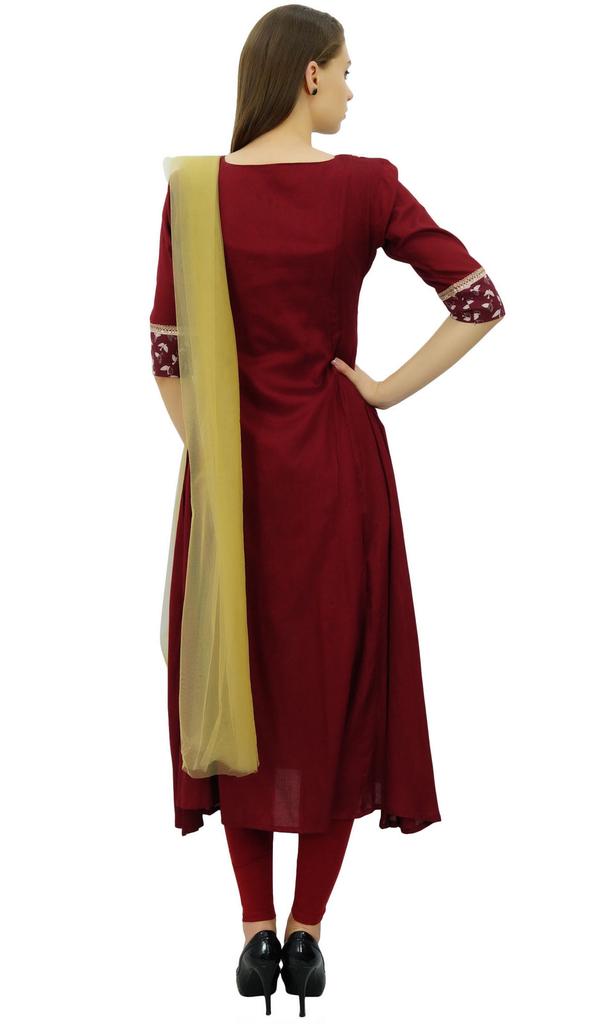 Atasi Women's Party Wear Maroon Ethnic Straight Salwar Suit Set With