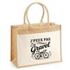 Tote Bag - PLANETEE - I Can't Minimalist - Jute and Cotton Canvas - 21 L (43×33×21 Cm) - Motive "I Can't I Have Gravel"