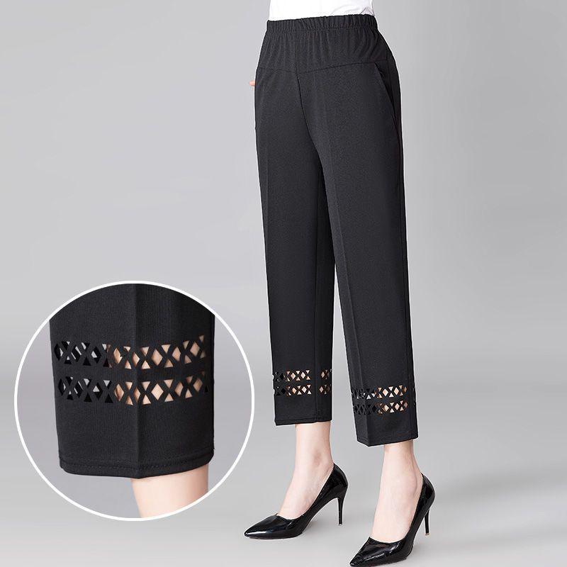 Women s Plus Size Summer Cropped Pants - Loose Fit for Middle-aged & Elderly XL (approx. 85-110 jin)