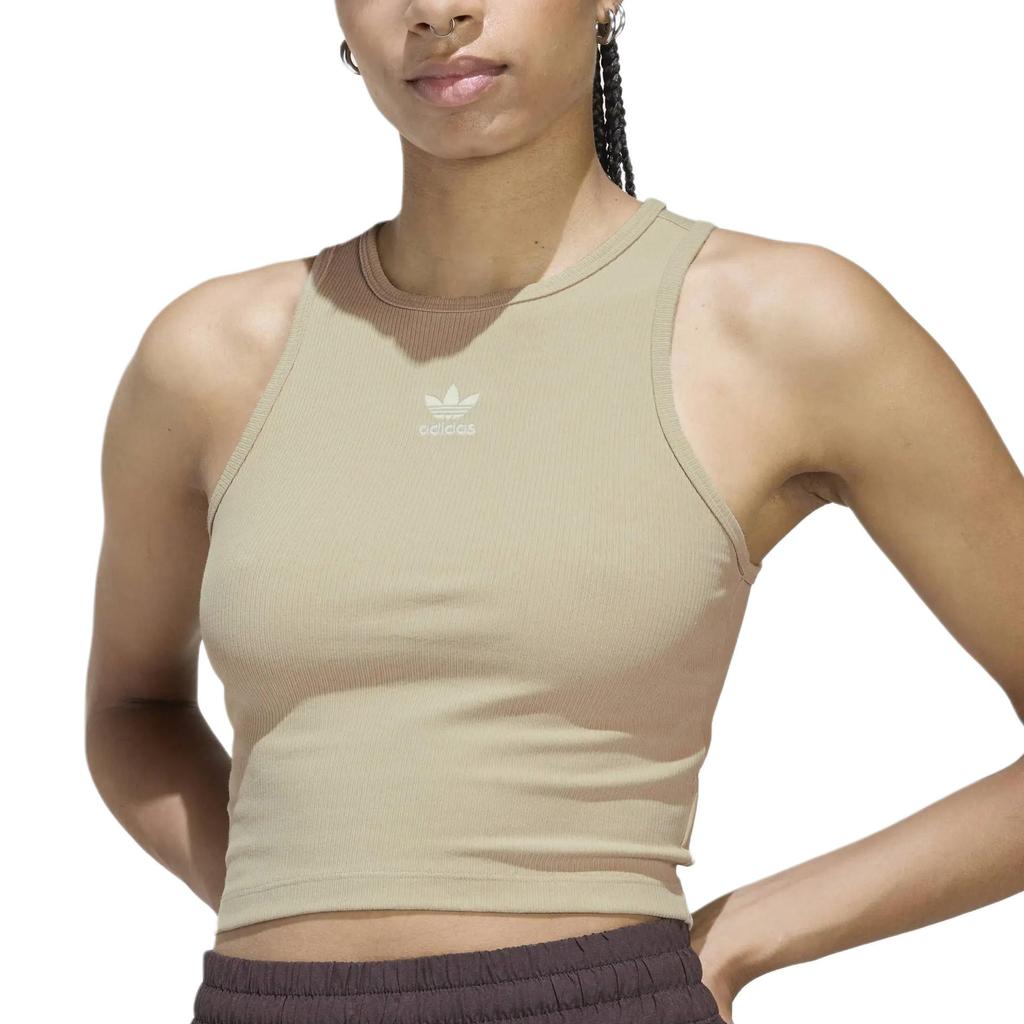 adidas Originals Essentials Ribbed Crew Neck Fitted Sports Tank Top Women Tops KD3822