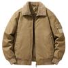 Herren-Arbeitsjacke aus Lammwolle - Dicke, Warme Baumwolljacke mit Samtfutter, Reverskragen, Herbst/Winter Freizeit-Oberbekleidung.
