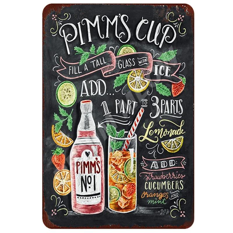 Cocktail Ingredients, Vintage Rum Punch Metal Plates, Mojito Metal Sign, Bloody Mary, Painting Wall Posters, Home Decor, WY50