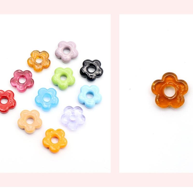 10PCS Colorful Mini Lovely Flower Glass Ornaments Easter Wedding Decor Supplies Girl Women's Jewelry Necklace Making Accessories