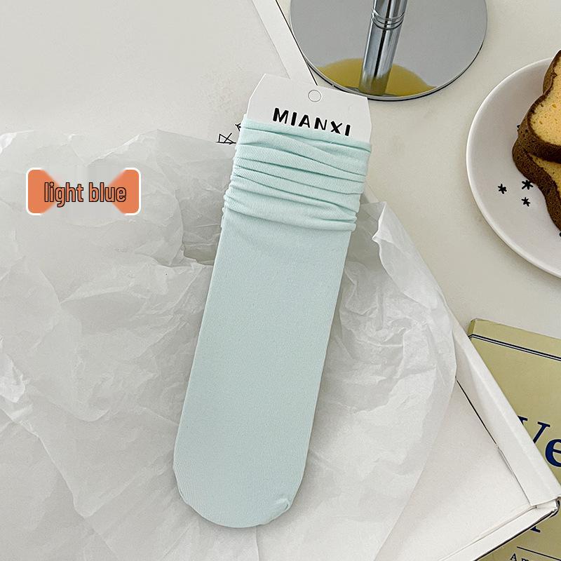 Nahtlose Damen-Socken bis zur Wade aus gekämmter Baumwolle - Weiß, Herbst/Winter, Japanischer Akademiker-Stil, Vielseitig und einfarbig