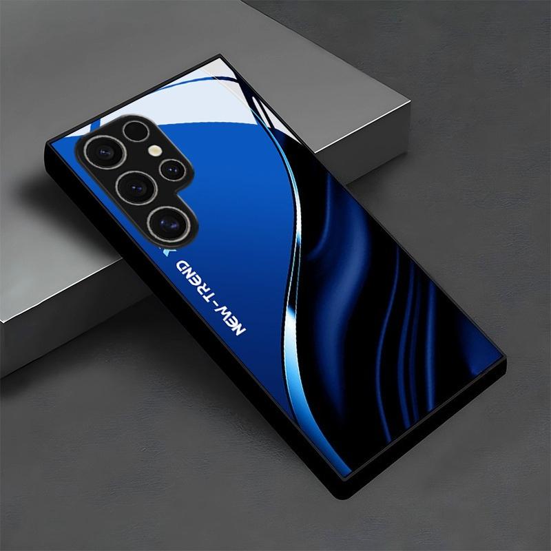 Curved ripple pattern glass phone case suitable for Samsung Galaxy S26 S25 S24 S23 S22 S20 FE/Ultra/Plus5G anti drop