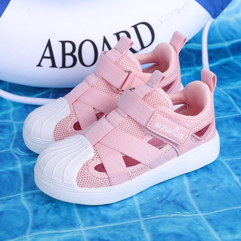 Детская летняя модная однотонная дышащая повседневная обувь на липучках для отдыха — фото 18