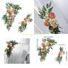 KX4B Artificial Rose Eucalyptus Vines Rattan Floral Wedding Party Flower Backdrop Arch Wall