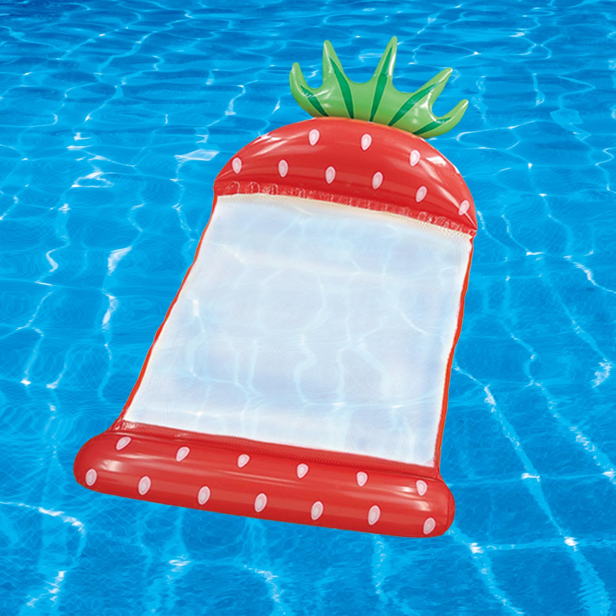 

DINETTE Water Load Capacity Fruit Single Seater Float, Hammock, 100kg, Strawberry, Pattern, Single, земляничный