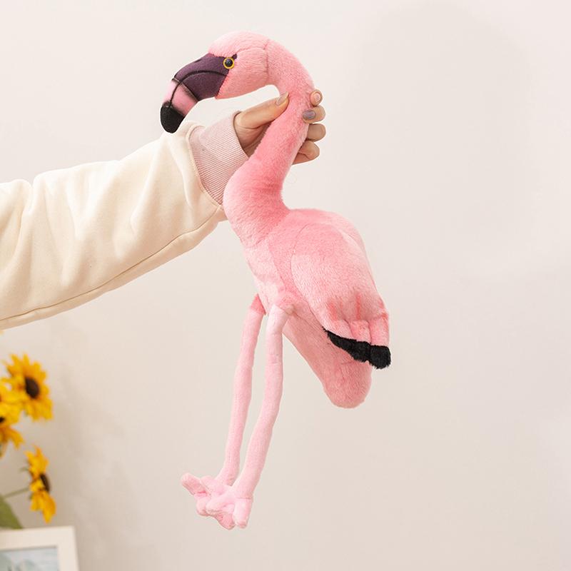 Lovely Pink Flamingo Plush Toy Soft Stuffed Animal Bird Doll Cute Flamingo Plushie for Girl Birthday Gift Home Decor