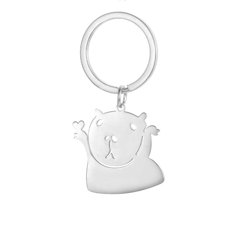 Capybara Stainless Steel Keychain Cute Funny Couple Pendant Stylish Daily Bag Charm Practical Valentine's Day Gift for Friends Kids