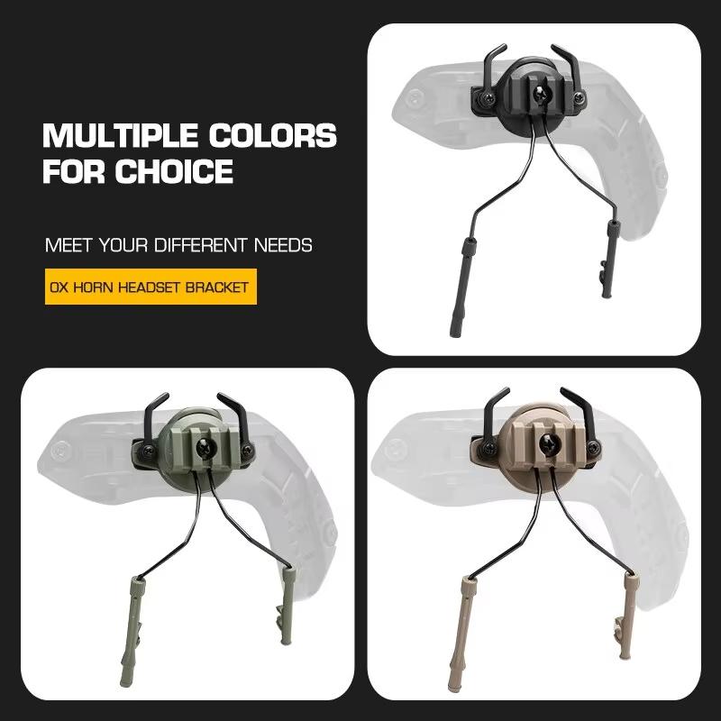 BOOIU Tactical Rail Mounts Headset Fast Helmet Rail Adapter Headset Holder Shooting 360 Rotation Airsoft Helmet Rail Bracket