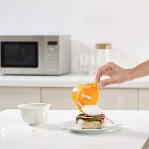 Joseph Joseph Microwave Poached Egg Cooker, M-Cuisine (White/Yellow) 20123