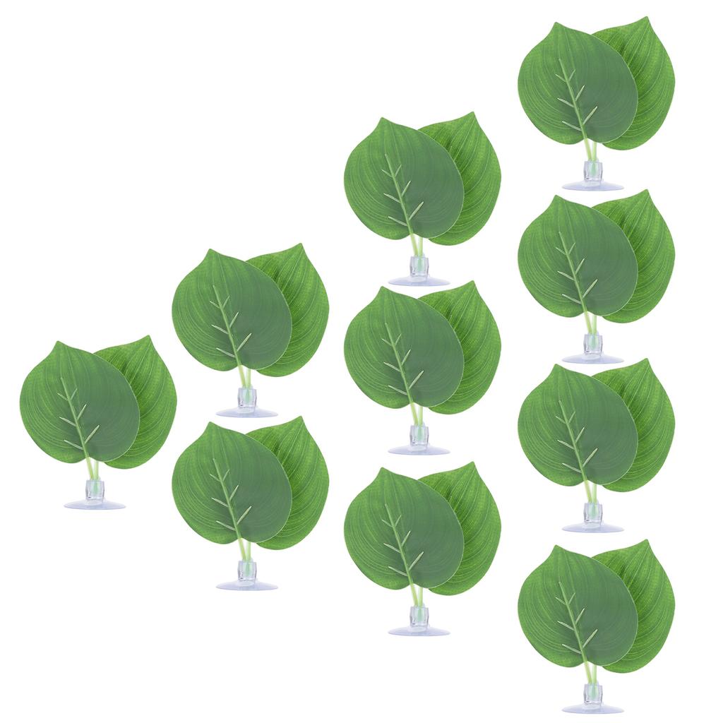 10pcs Simulation Green Leaves for Aquarium Fish Tank Reptile Feeder Box Decoration
