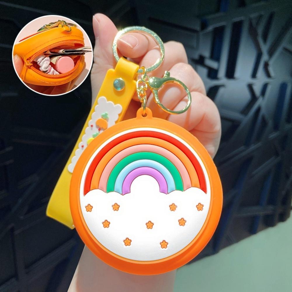 

Радужный силиконовый кошелек для монет Компактный мини-чехол для наушников Радужная круглая сумка для хранения Портативный брелок-кошелек для взрослых Рюкзак