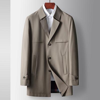 Spring and Autumn Solid Color Lapel Top Middle-aged and Young Light Luxury Business Single-breasted Casual Trench Coat