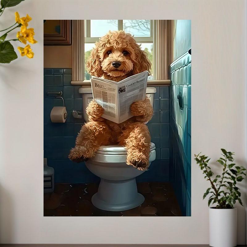 Humorous Poodle Canvas Art Humorous Poodle Canvas Wall Art - 1pc Unframed Modern Art Deco Vertical Poster for Living Room