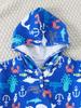 Quick Dry Sea Animal Print Hooded Changing Towel Children Swim Robe for Beach