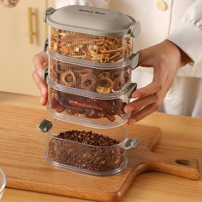 Multi-layered Seasoning Storage Box Portable Food-grade Storage Boxes Stackable Kitchen Spices Beans Nuts Grains Storage Jar