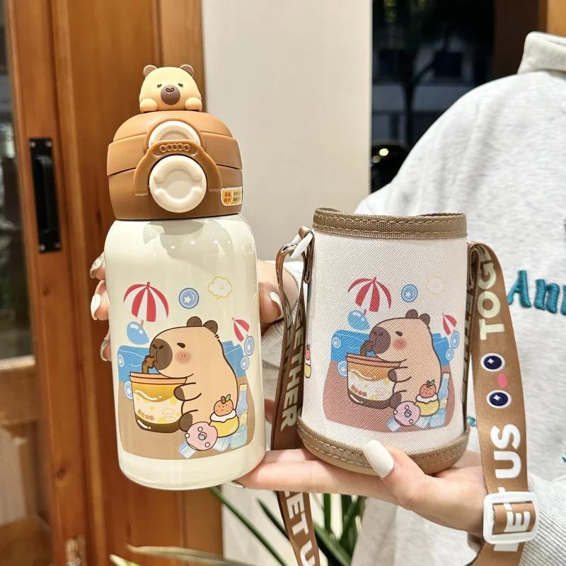 Cartoon Cute Children Insulated Cup for Girl Boys School 316 Stainless Steel Straw Thermos With Heat-resistant Cup Sleeves 500ML