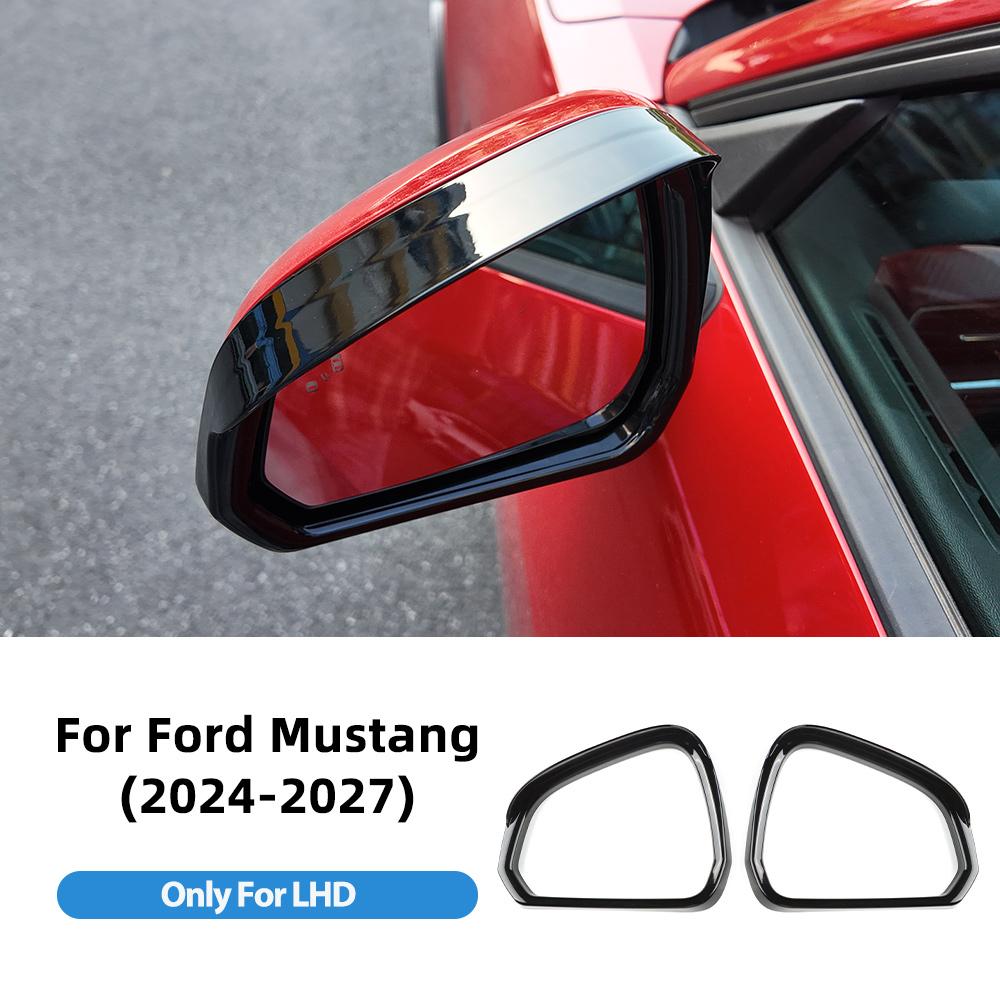

For Ford Mustang GT Dark Horse EcoBoost 2025 2025 2026 2027 LHD Car Glossy Black Rearview Mirror Rain Eyebrow Frame Sticker Only For LHD