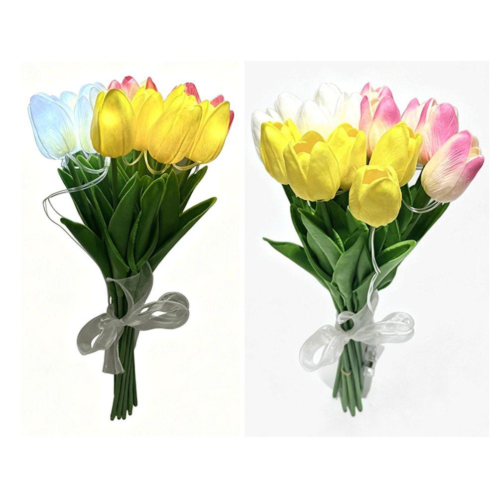 5pcs/15pcs Warm Light LED Artificial Flowers Real Touch Tulip Lamp Tulip Night Light Photo Prop