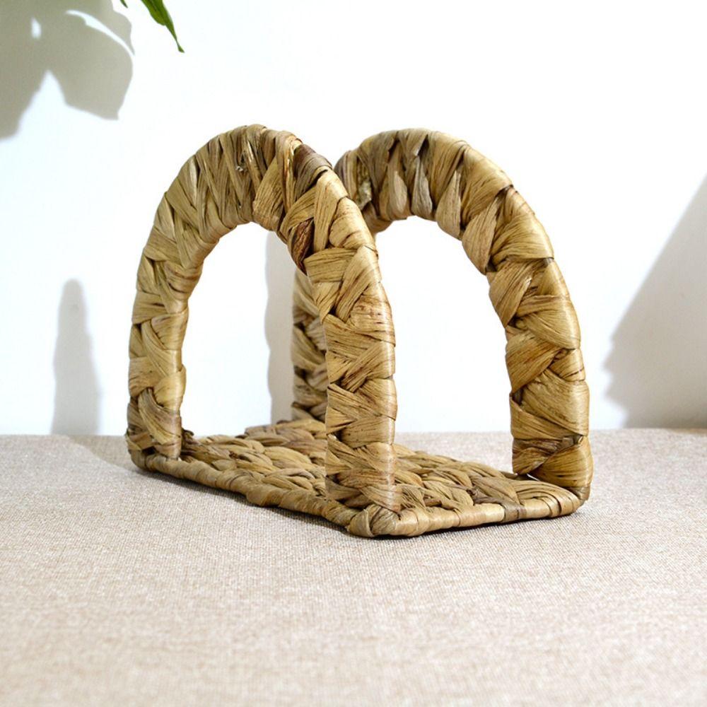 Handmade Woven Napkin Holder Decorative Vertical Paper Storage Rack Restaurant