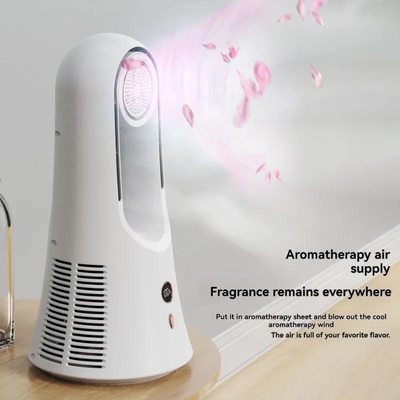 Blattloser Ventilator, USB-Kühlventilator, neuer geräuschloser Desktop-Klimaventilator mit 6 einstellbaren Geschwindigkeiten, abnehmbarer Aromatherapie-Box, Heimklimaventilator