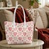 Sweet Pink Heart Pattern Tote Bag Fashion Versatile Daily Use Casual Shoulder Handbag