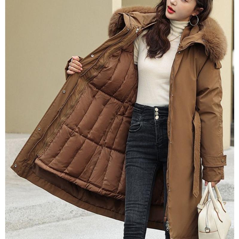 Detachable Parka Women's New Down Jacket Women's Winter Cotton-padded Jacket Mid-length Over-the-knee Large Fur Collar Coat